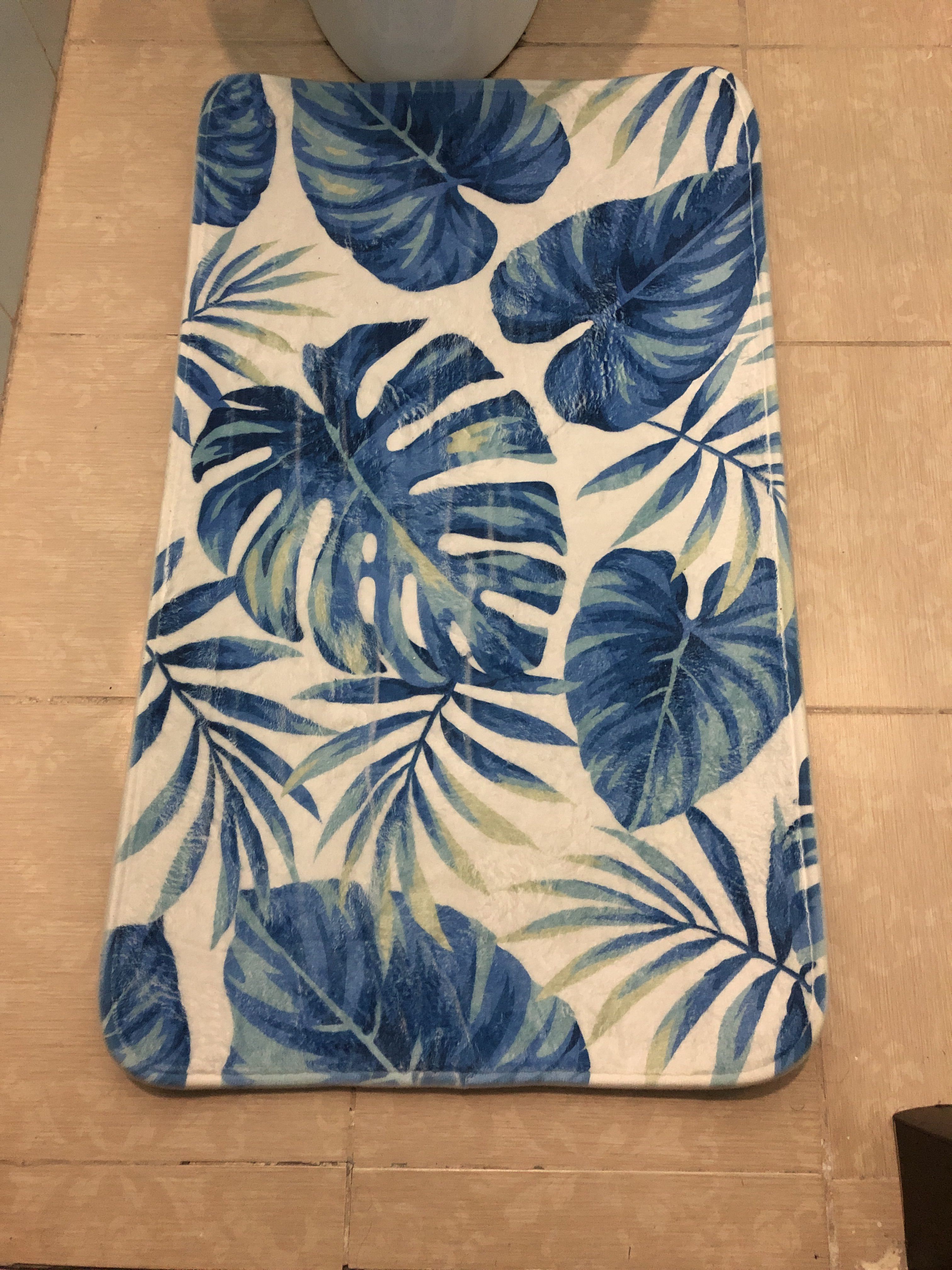 Фотография покупателя товара Коврик для ванны 50х80 см "Листья" цвет синий