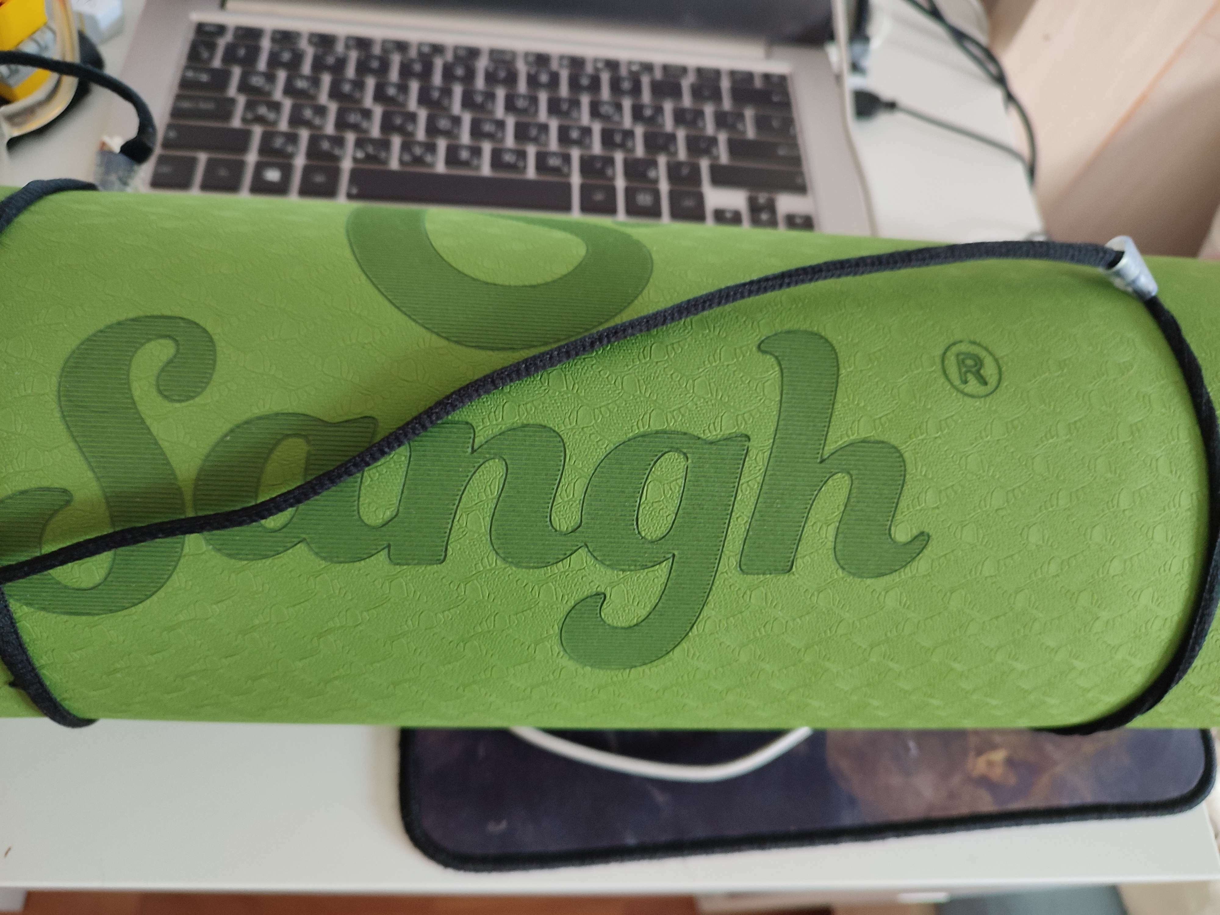 Фотография покупателя товара Коврик для йоги Sangh, 183×61×0,6 см, цвет зелёный