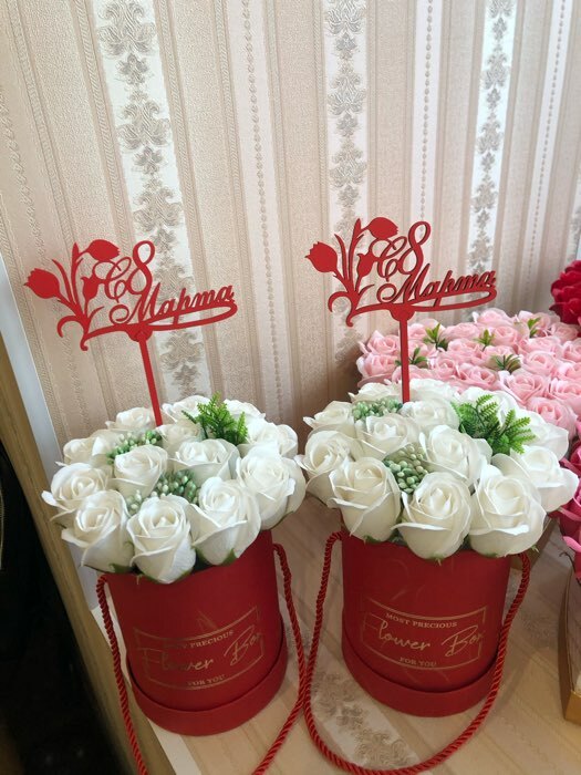 Фотография покупателя товара Топпер "С 8 Марта, с тюльпанами" 13,5×7,5 см, цвет МИКС, Дарим Красиво - Фото 1