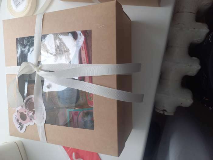 Фотография покупателя товара Коробка складная, крышка-дно,с окном, крафт, 25 х 25 х 12 см - Фото 2
