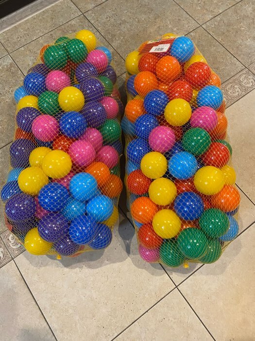 Фотография покупателя товара Шарики для сухого бассейна с рисунком, диаметр шара 7,5 см, набор 60 штук, разноцветные - Фото 3