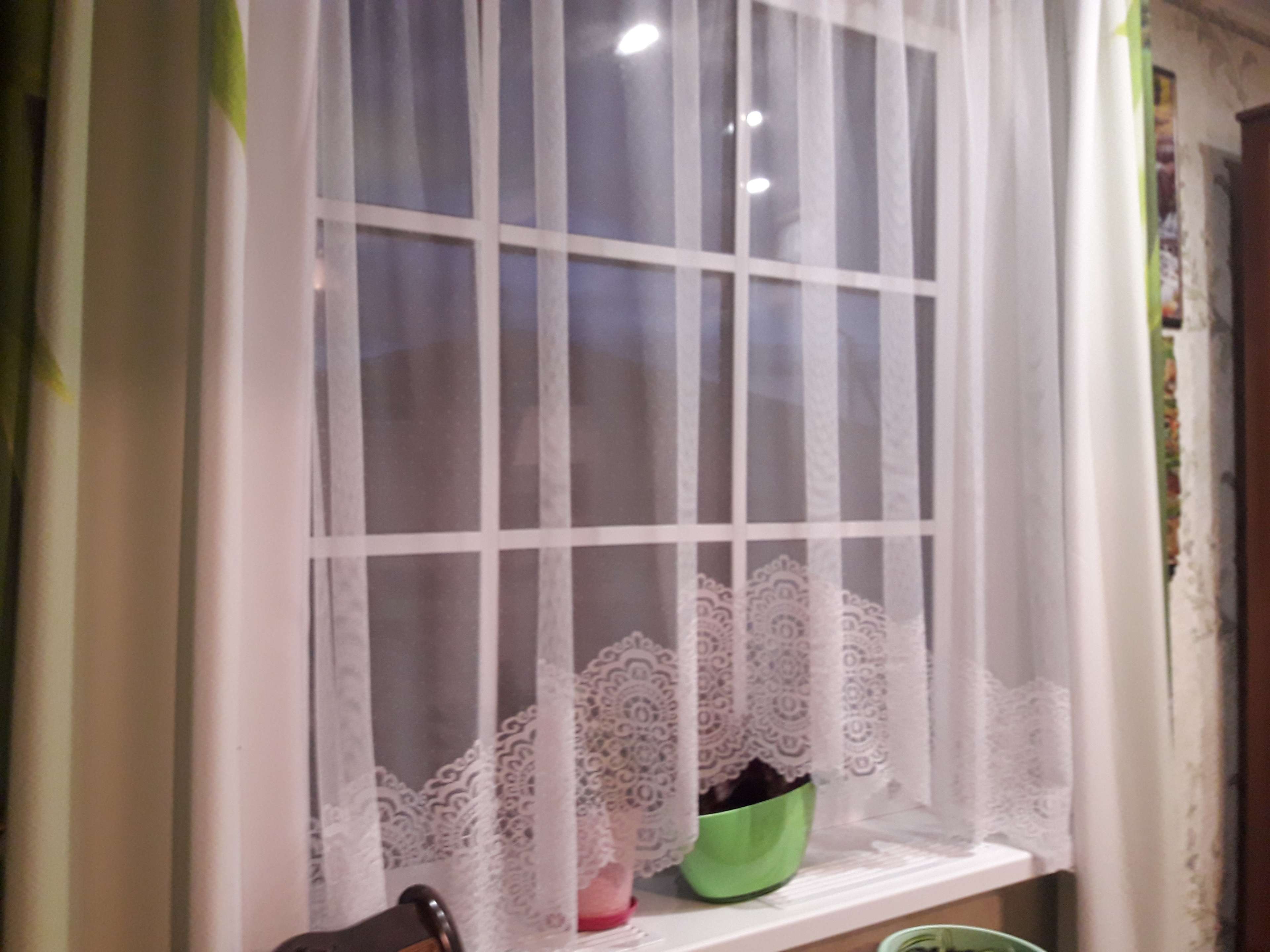 Фотография покупателя товара Тюль на кухню со шторной лентой, 285х160 см, цвет белый, 100% полиэстер