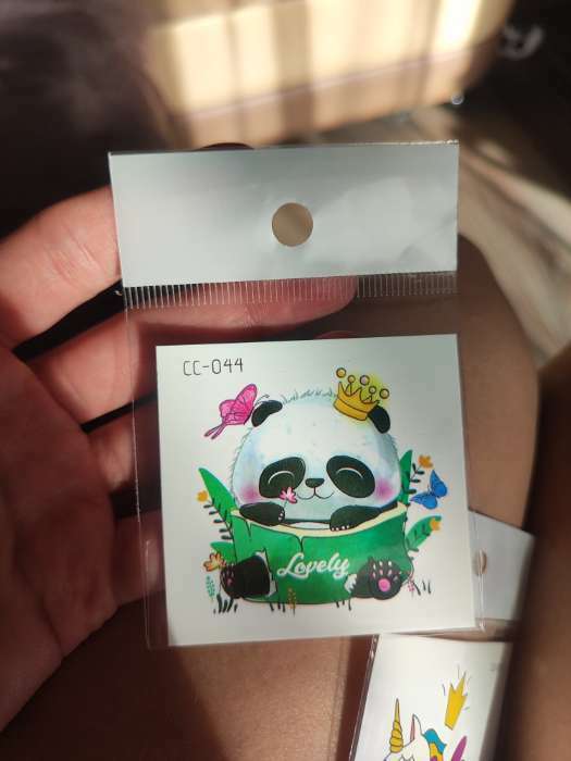 Фотография покупателя товара Татуировка на тело цветная "Панда в короне" 6х6 см - Фото 1