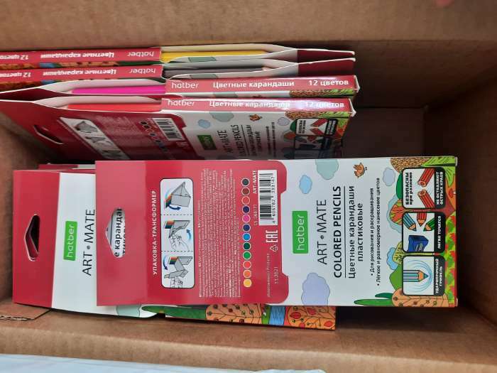 Фотография покупателя товара Карандаши цветные 12 цветов Hatber Mate пластиковые, с европодвесом - Фото 12