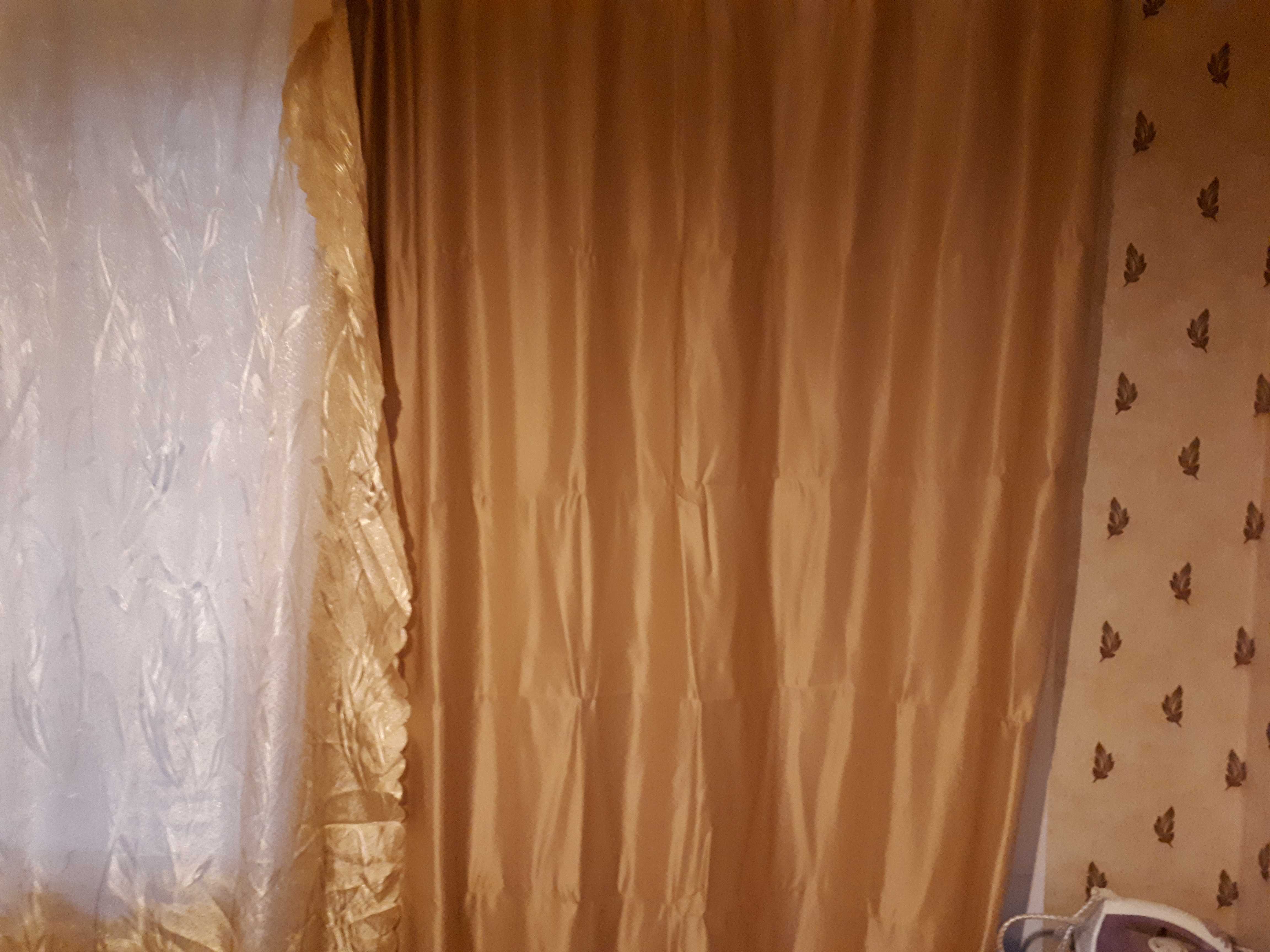 Фотография покупателя товара Штора портьерная "Этель" ширина 135, высота 250, цвет коричневый, атлас - Фото 2