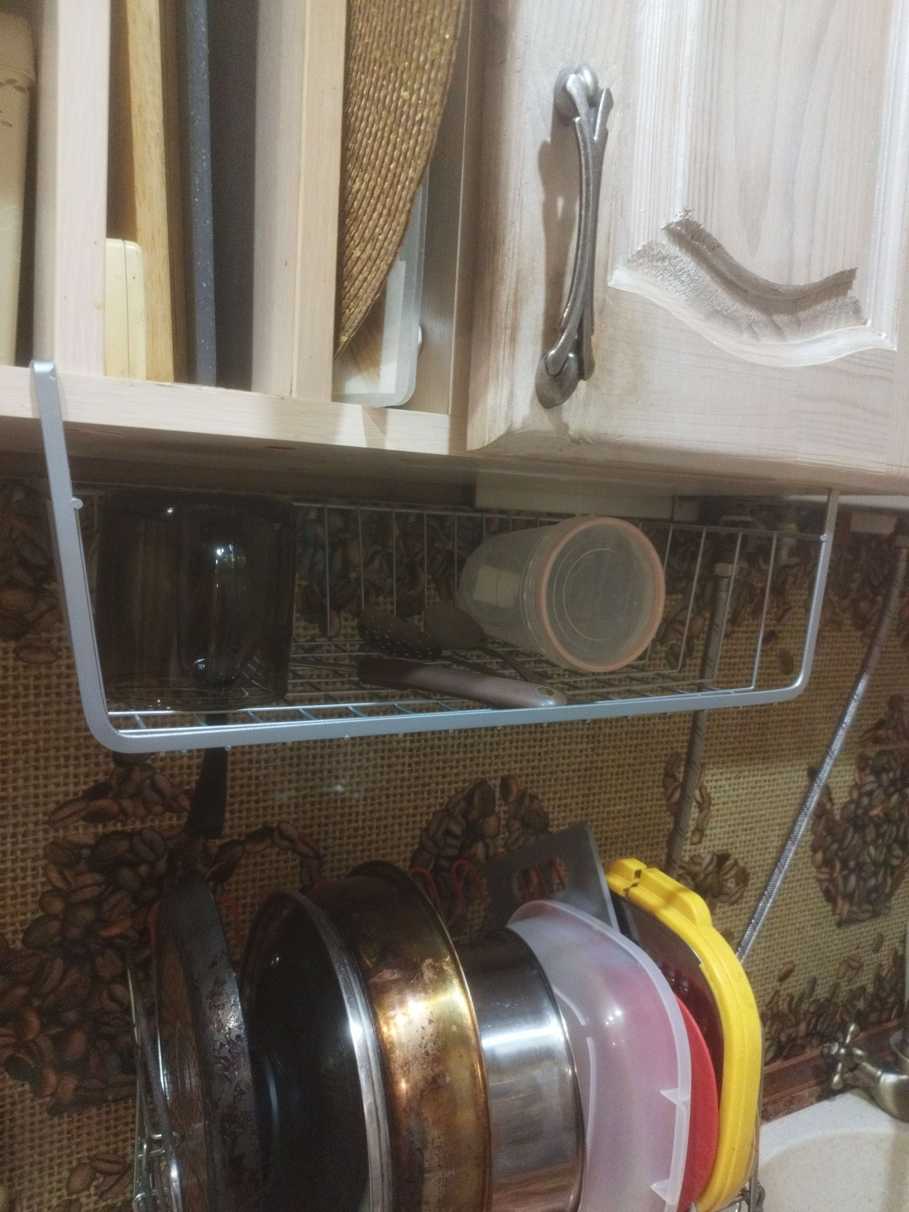 Фотография покупателя товара Корзина сетчатая навесная на полку Доляна, 40×25×14 см, хром - Фото 2