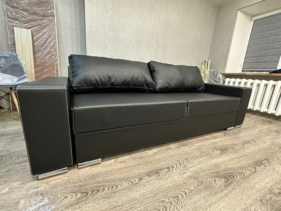 Фотография покупателя товара Прямой диван «Исланд», экокожа, цвет чёрный - Фото 1
