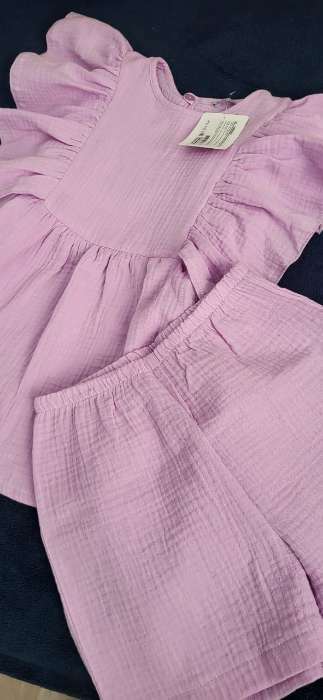 Фотография покупателя товара Комплект для девочки (блузка, шорты) MINAKU цвет красный, рост 122 - Фото 1