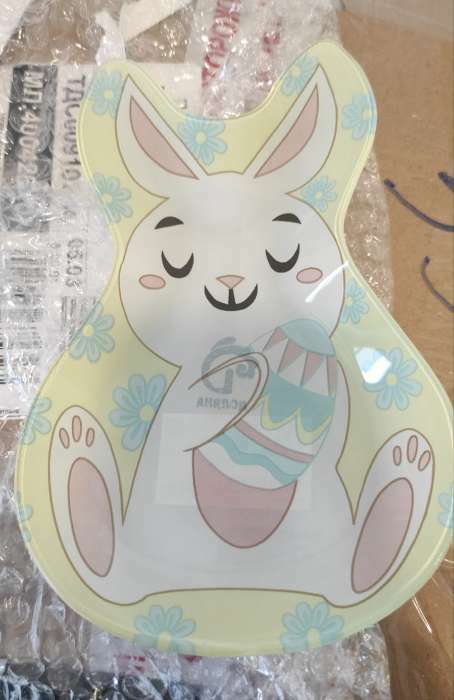 Фотография покупателя товара Блюдо стеклянное сервировочное Доляна «Пасхальный кролик», 20×13,5 см - Фото 1
