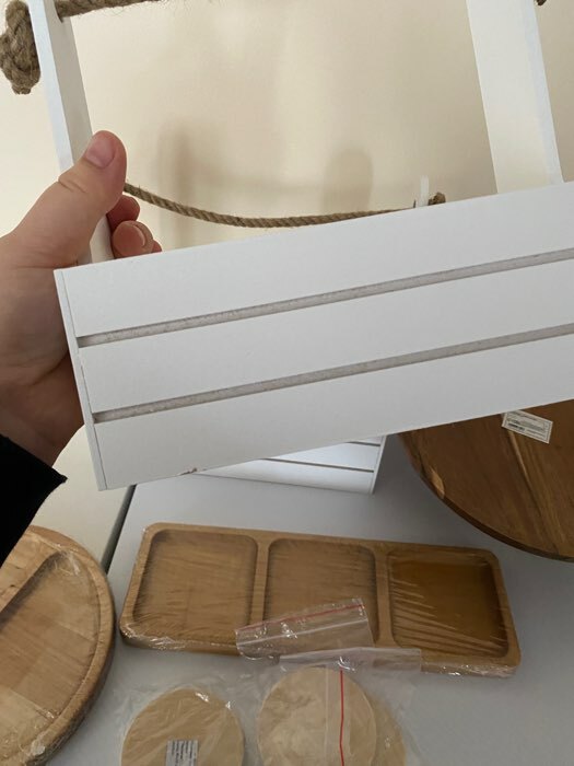 Фотография покупателя товара Набор кашпо деревянных 2 в 1 (25×15×30; 21×12×23 см) "Dear", ручка канат, белый - Фото 11