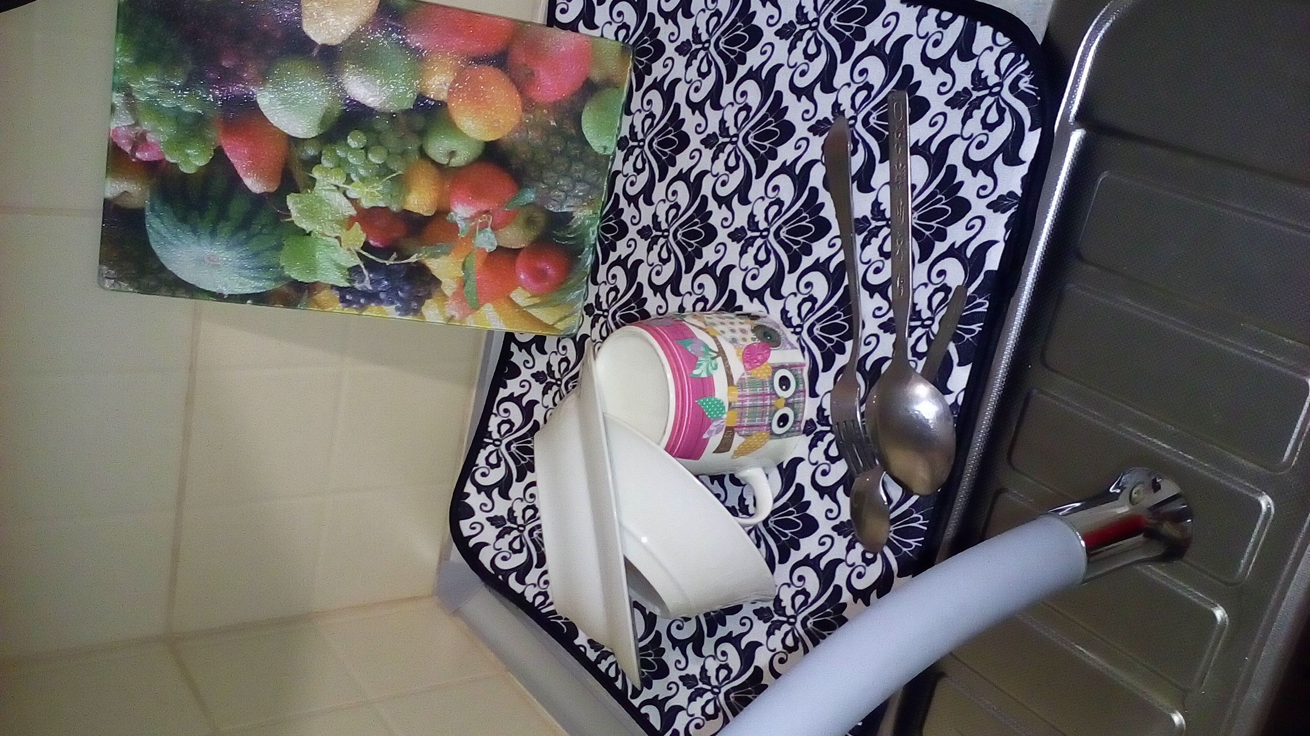 Фотография покупателя товара Коврик для сушки посуды Доляна, 38×51 см, микрофибра, цвет МИКС - Фото 1