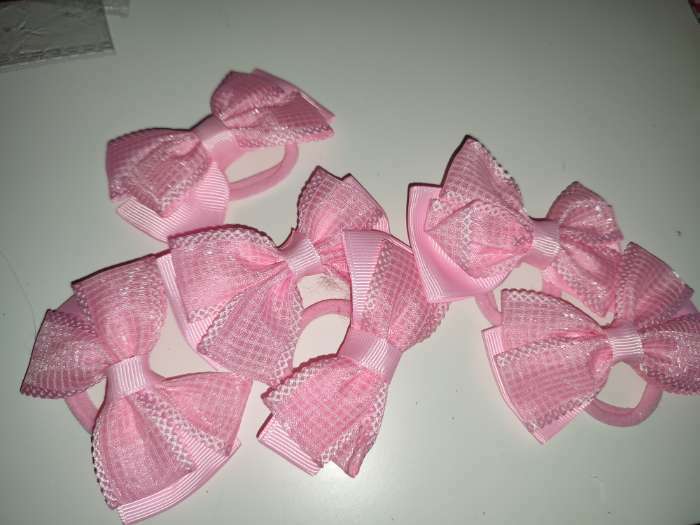 Фотография покупателя товара Резинка для волос бант "Маруся" клеточка, 8,5 см, розовый - Фото 2