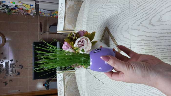 Фотография покупателя товара Набор для опытов «Пташки, выращиваем травку», фиолетовый горшочек