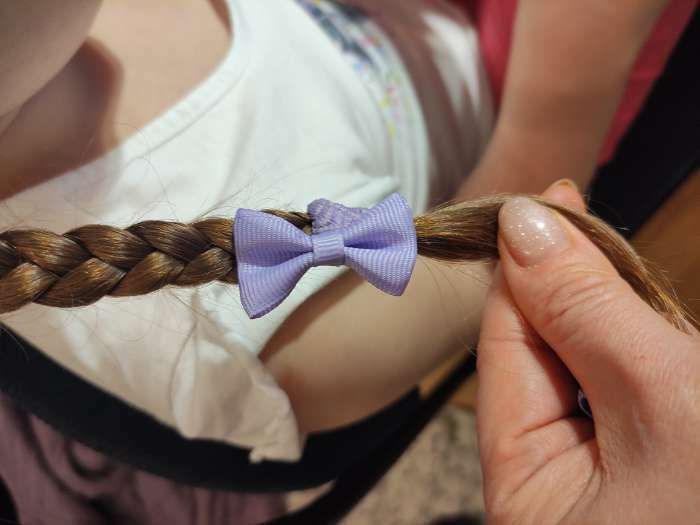 Фотография покупателя товара Набор для волос "Фиалка" (4 краба, 4 резинки) бантик, розово-фиолетовый - Фото 1