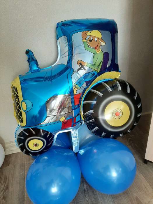 Фотография покупателя товара Фольгированный шар 29" «Синий трактор», фигура - Фото 2