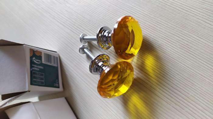 Фотография покупателя товара Ручка кнопка CAPPIO, цвет золотой "Алмаз", стеклянная, d=25 мм