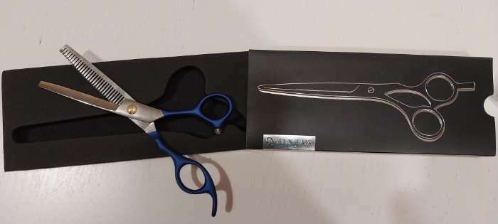 Фотография покупателя товара Ножницы филировочные с упором «Premium», лезвие — 6,5 см, цвет серебристый/синий