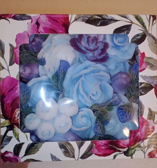 Фотография покупателя товара Коробка сборная крышка-дно с окном, "Акварельные цветы", 14,5 х 14,5 х 6 см