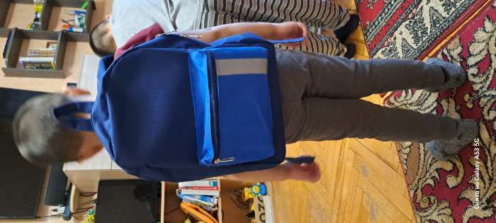 Фотография покупателя товара Рюкзак детский на молнии, наружный карман, цвет синий