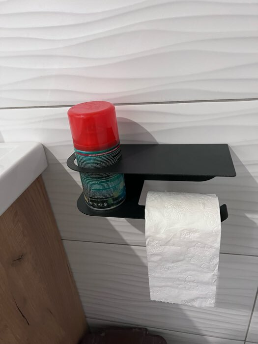 Фотография покупателя товара Держатель для туалетной бумаги «Лофт Арт», 23×10 см, с полочкой, цвет белый - Фото 2