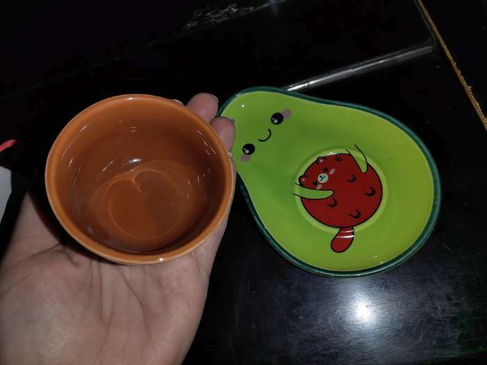Фотография покупателя товара Чайная пара керамическая Persea, кружка 100 мл, блюдце 14х10 см, цвет зелёный-коричневый - Фото 1