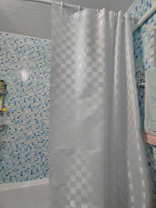 Фотография покупателя товара Штора для ванной Quadretto, 240 х 200 см, цвет белый - Фото 1