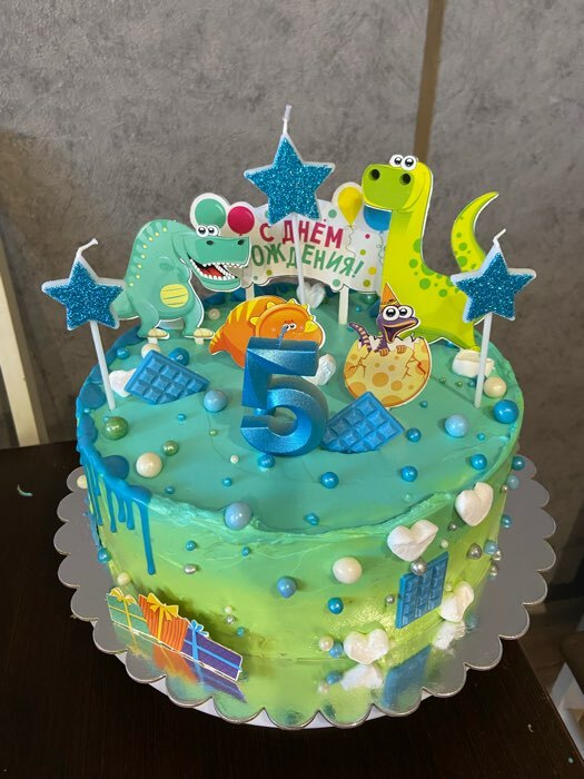 Фотография покупателя товара Украшение для торта «С днём рождения. Динозавры» - Фото 5