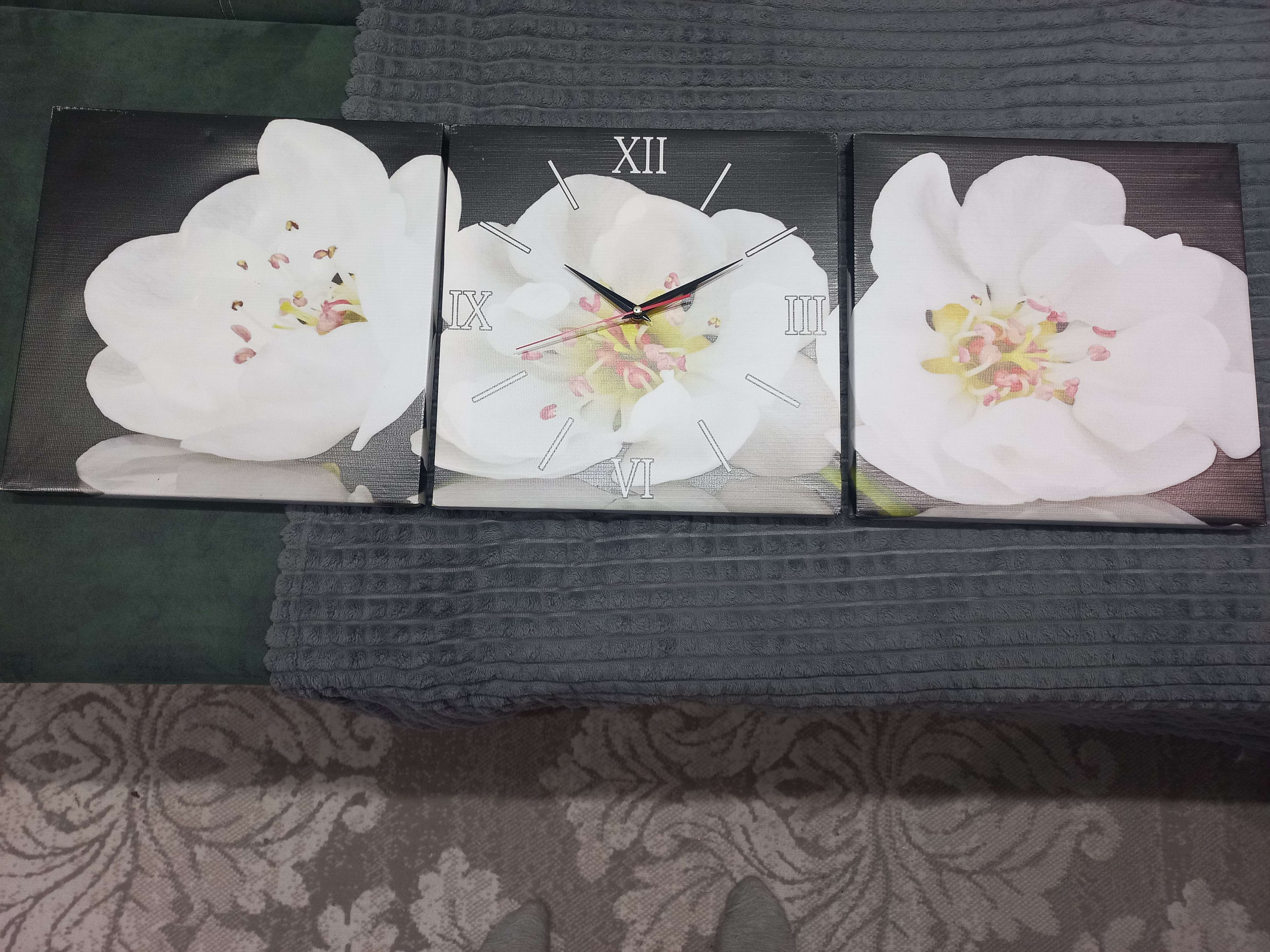 Фотография покупателя товара Часы настенные, модульные, серия: Цветы, "Белые орхидеи", 35х110  см - Фото 2