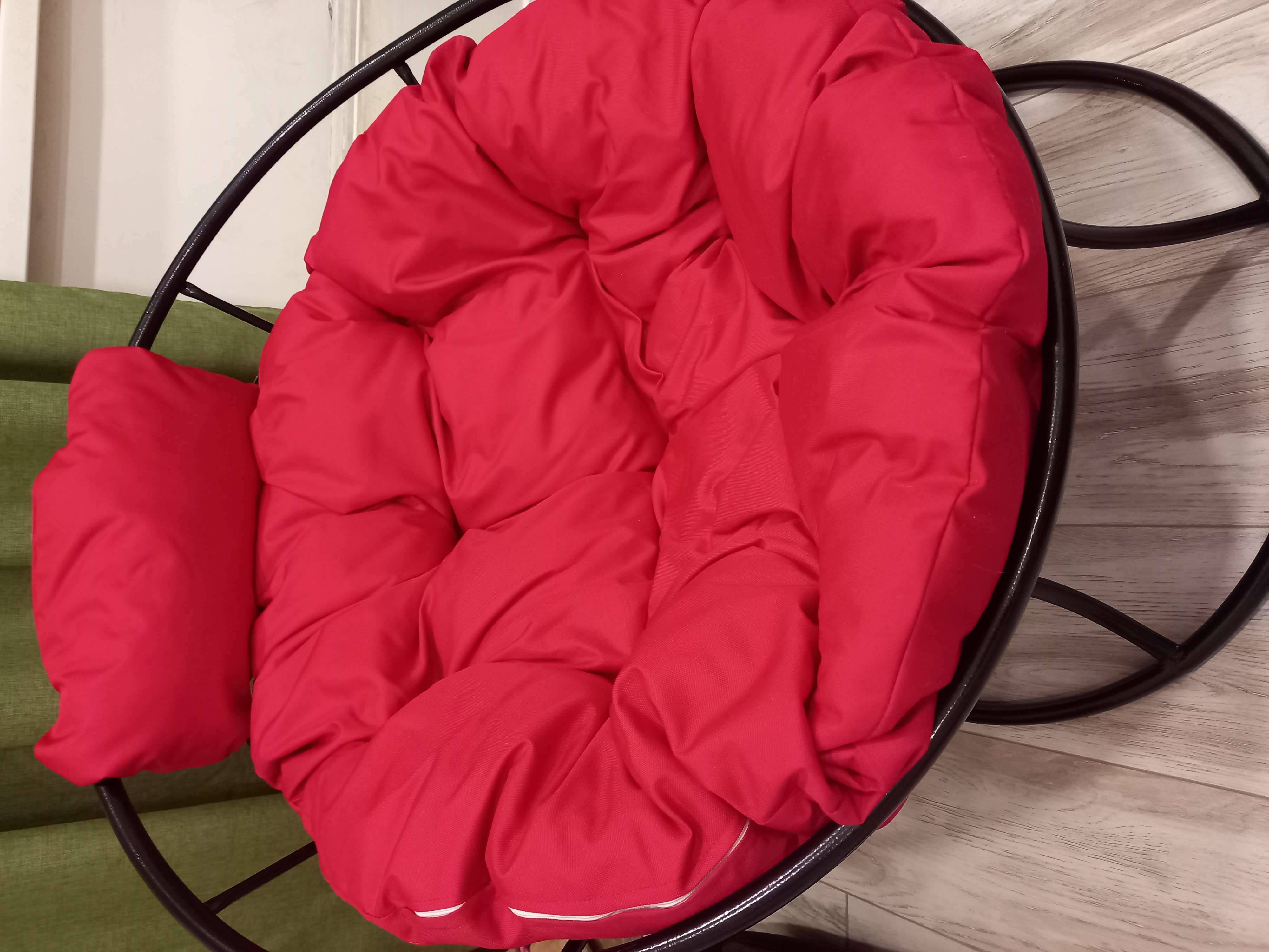 Фотография покупателя товара Кресло "Папасан" мини, с красной подушкой, черный каркас, 81х68х77см