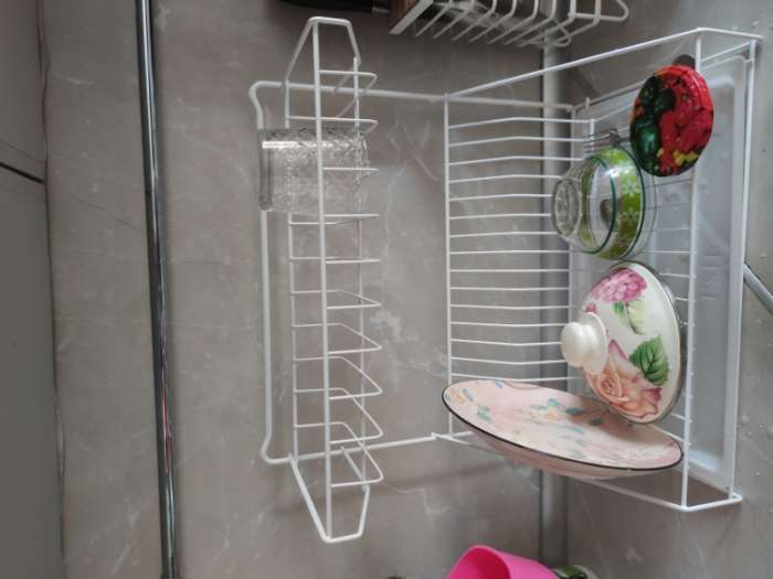 Фотография покупателя товара Сушилка для посуды с поддоном, 38×24×37 см, цвет белый - Фото 1