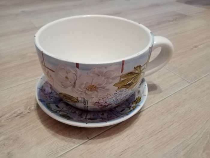 Фотография покупателя товара Горшок в форме чашки "Эмма" лаванда, 19х15х10см - Фото 4