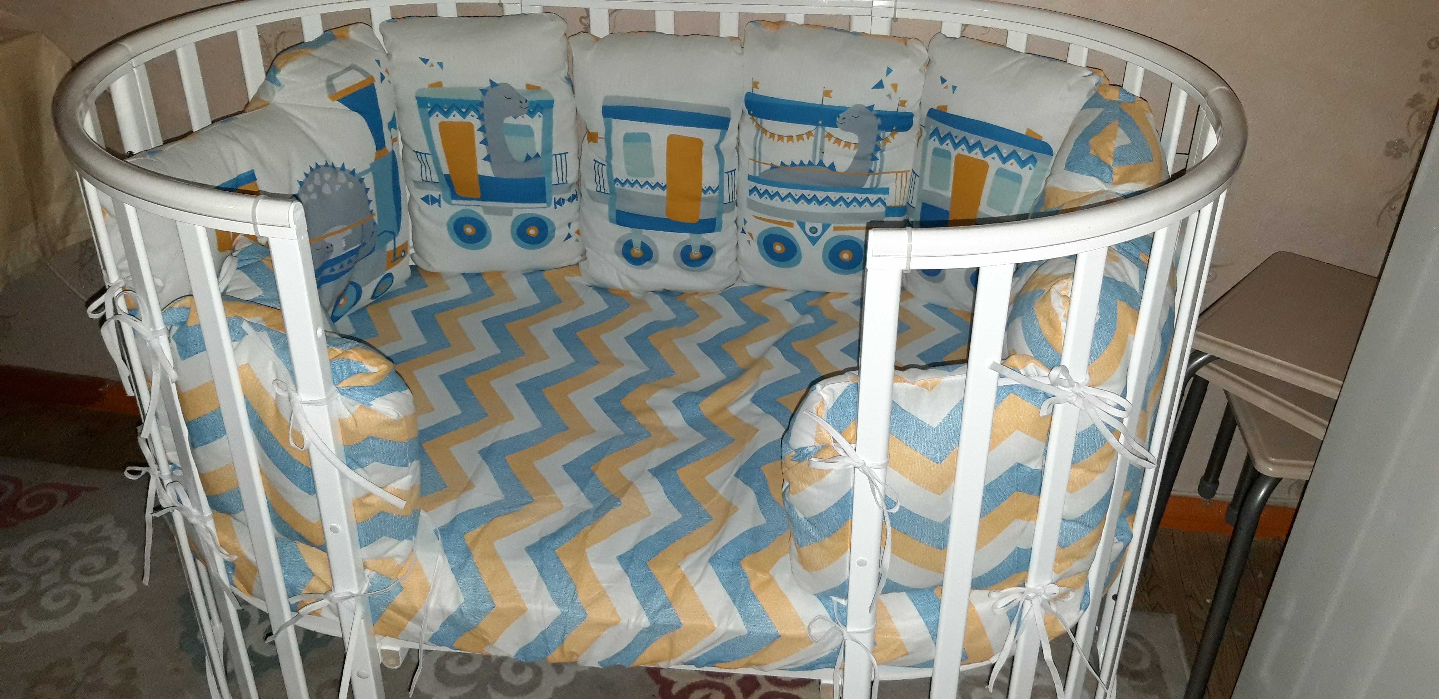 Фотография покупателя товара Детская кроватка трансформер Incanto Mimi 7 в 1, круглая/овальная, белая - Фото 3