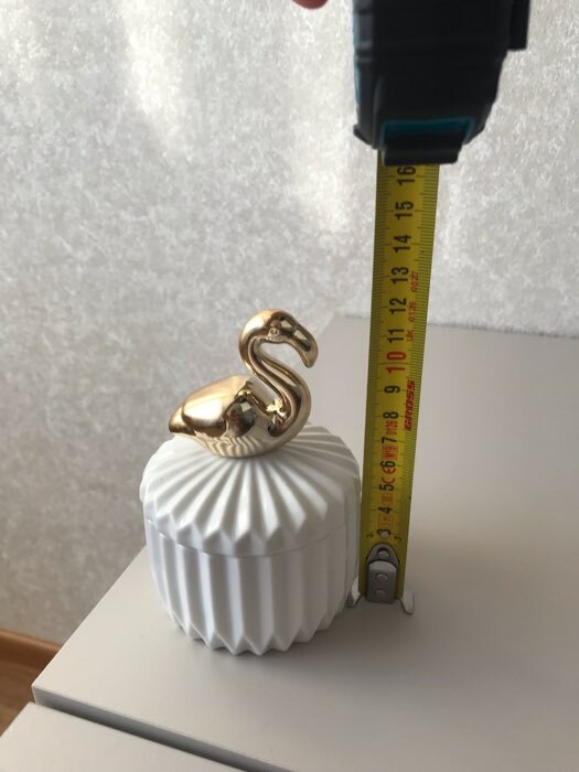 Фотография покупателя товара Шкатулка керамика "Золотой фламинго" белый рельеф 12х8,2х8,2 см - Фото 1