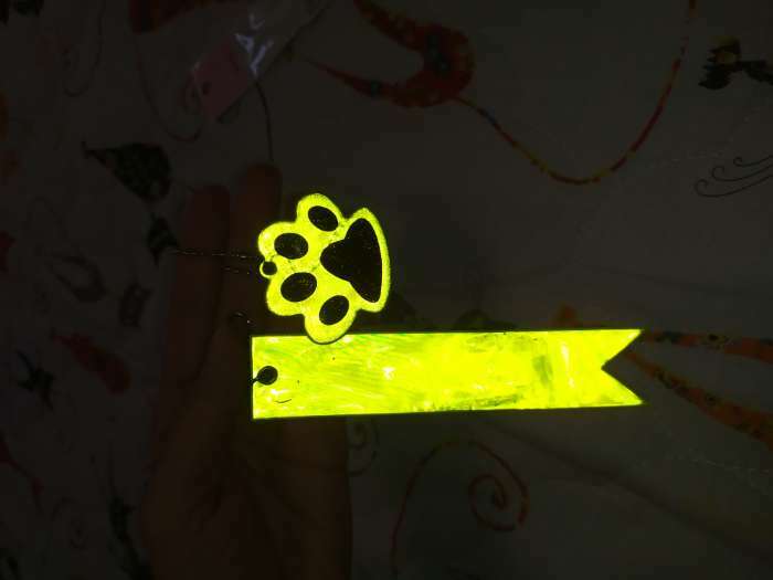 Фотография покупателя товара Светоотражающий элемент «Лапка», двусторонний, 5,5 × 4,8 см, цвет жёлтый - Фото 11