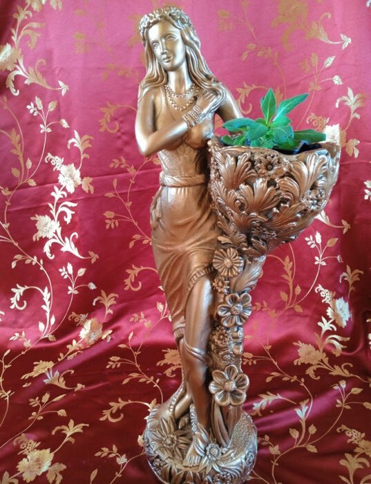 Фотография покупателя товара Фигура с кашпо "Лесная фея" 1л / 36х85х23см бронза - Фото 4