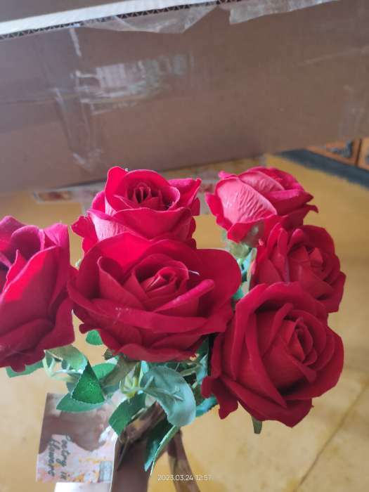 Фотография покупателя товара Цветы искусственные "Роза обаяние" 6х46 см, бело-розовый - Фото 3