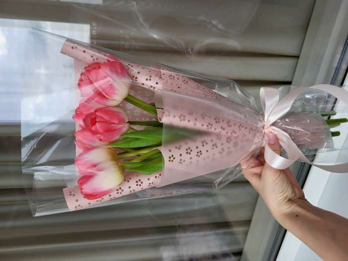 Фотография покупателя товара Фетр ламинированный с перфорацией "Цветочки", розовый, 57 см х 5 м