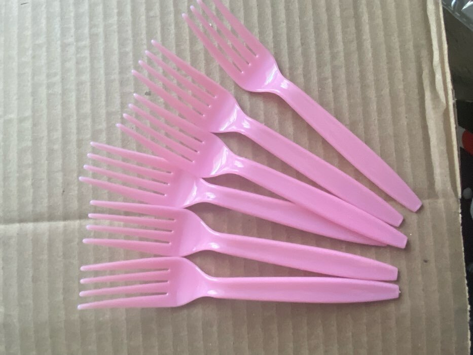 Фотография покупателя товара Вилки пластиковые, 6 шт., цвет розовый - Фото 1