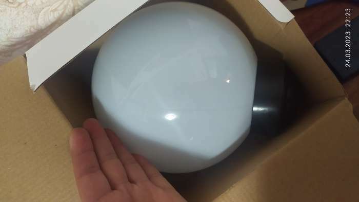 Фотография покупателя товара Садовый светильник на солнечной батарее «Большой шар», 20 × 42 × 20 см, 4 LED, свечение белое - Фото 1