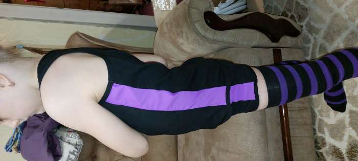 Фотография покупателя товара Майка-борцовка с лампасами, размер 32, цвет чёрный/фиолетовый