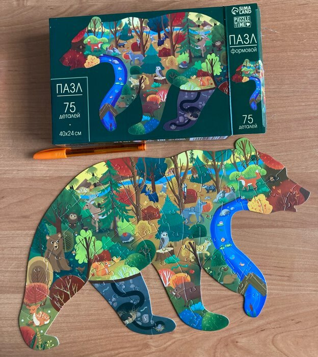 Фотография покупателя товара Пазл детский фигурный «Хозяин леса», 75 деталей - Фото 3