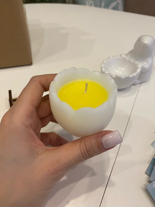 Фотография покупателя товара Декоративная свеча "Яйцо с желтком" - Фото 1