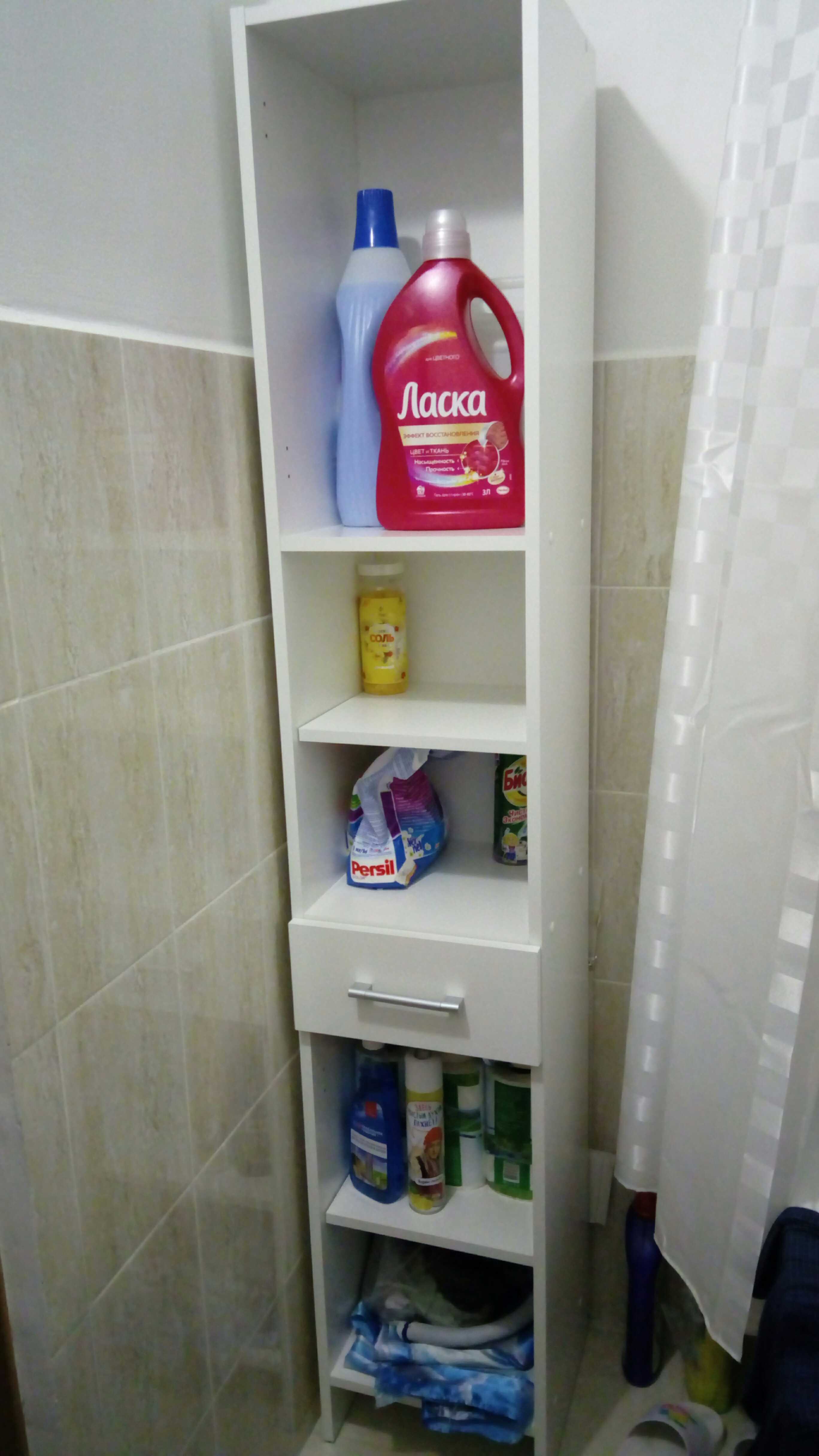 Фотография покупателя товара Пенал для ванной комнаты, белый, 33 х 33 х 185 см - Фото 50