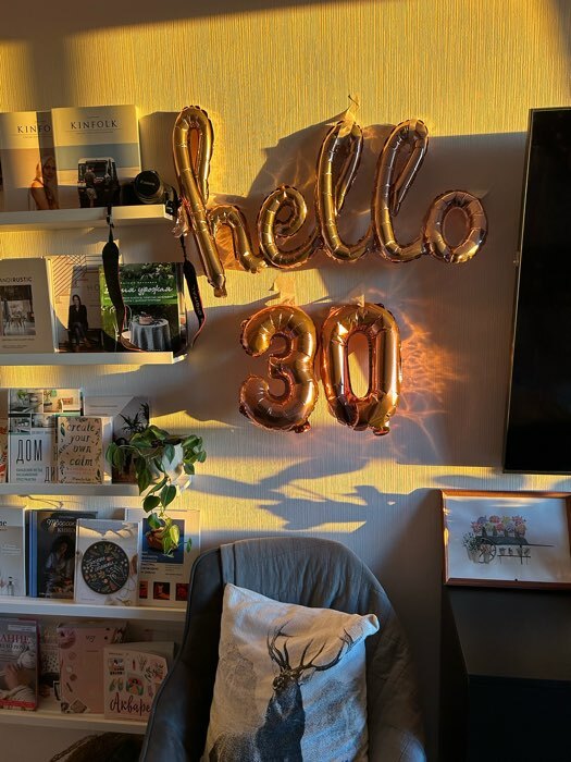 Фотография покупателя товара Воздушный шары фольгированный 16" Hello 30, розовые - Фото 1