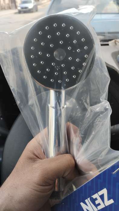 Фотография покупателя товара Лейка для душа ZEIN Z0114, пластик, цилиндрической формы, 1 режим, хром - Фото 2