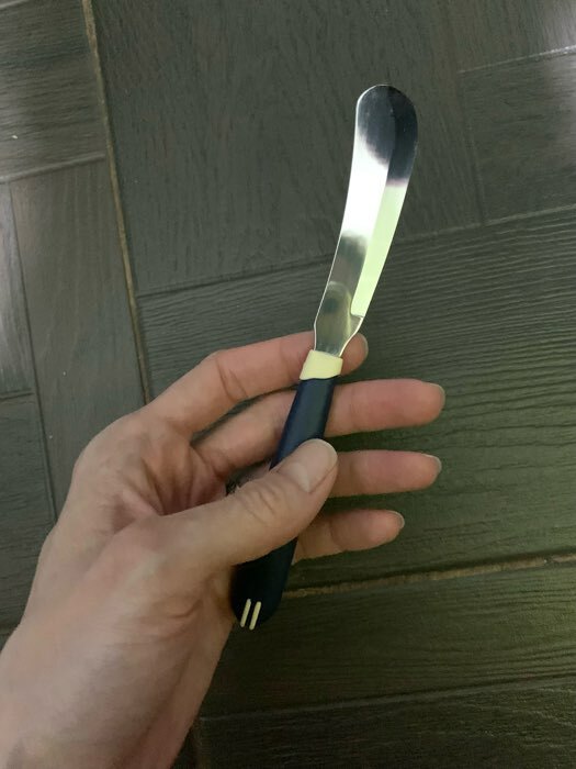 Фотография покупателя товара Нож кухонный для масла Multicolor, лезвие 7,5 см, сталь AISI 420, цвет синий - Фото 2