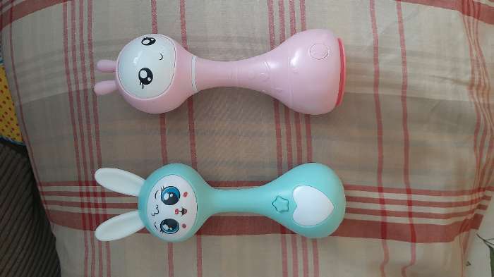 Фотография покупателя товара Музыкальная игрушка «Любимый зайчик», звук, свет, цвет голубой - Фото 4