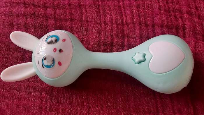 Фотография покупателя товара Музыкальная игрушка «Любимый зайчик», звук, свет, цвет голубой