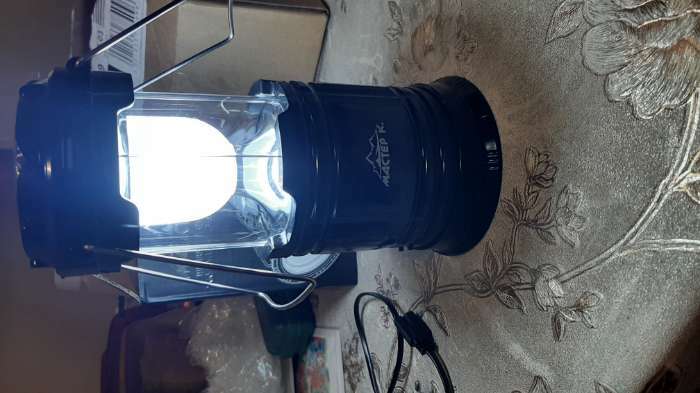 Фотография покупателя товара Фонарь кемпинговый аккумуляторный "Мастер К.", 1800 мАч, 7 LED, солнечная батарея, черный - Фото 3