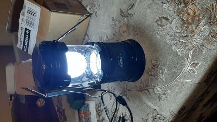 Фотография покупателя товара Фонарь кемпинговый аккумуляторный "Мастер К.", 1800 мАч, 7 LED, солнечная батарея, черный - Фото 2